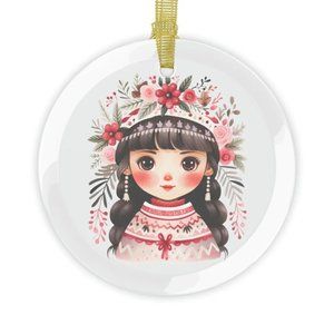 🎄Christmas Girl Glass Ornament - Festive Holiday Decor 🌟